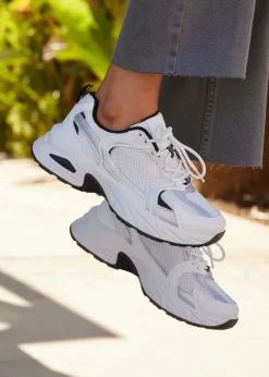 Linzi Venture White Mesh Effect Chunky Trainer