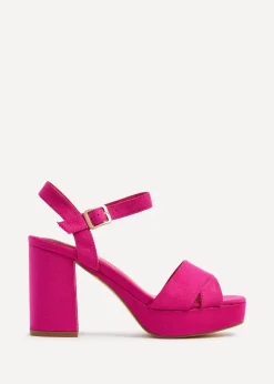 Linzi Verony Fuchsia Faux Suede Platform Block Heel