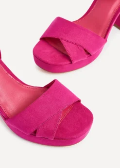 Linzi Verony Fuchsia Faux Suede Platform Block Heel
