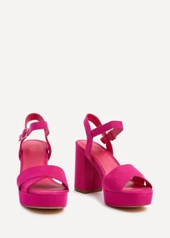 Linzi Verony Fuchsia Faux Suede Platform Block Heel