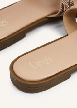 Linzi Vida Snake Print Faux Leather Flat Sandal