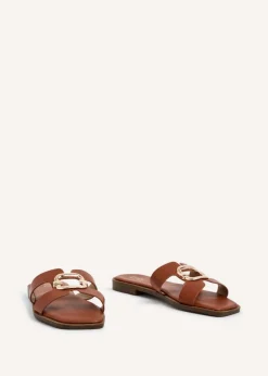 Linzi Vida Tan Faux Leather Flat Sandal
