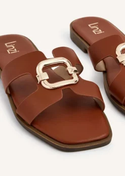 Linzi Vida Tan Faux Leather Flat Sandal