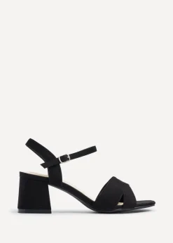 Linzi Vivian Wide Fit Black Suede Block Heeled Sandals