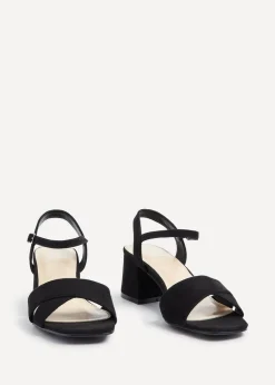 Linzi Vivian Wide Fit Black Suede Block Heeled Sandals
