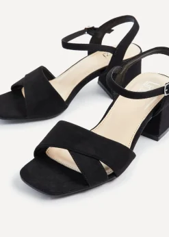 Linzi Vivian Wide Fit Black Suede Block Heeled Sandals