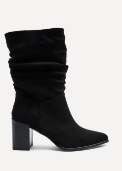 Linzi Wisteria Black Suede Western Style Ruched Boot
