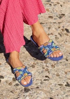 Linzi Zahara Cobalt Blue Faux Suede Embellished Slider Sandal