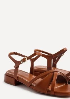 Linzi Zenna Tan Faux Leather Strappy Low Block Heeled Sandal