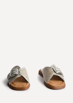 Linzi Zuma Silver Woven Flat Slider Sandal