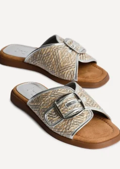 Linzi Zuma Silver Woven Flat Slider Sandal