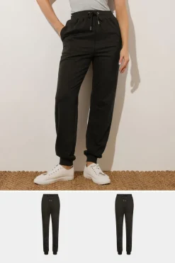 Long Tall Sally 2 Pack Black Basic Joggers