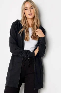 Long Tall Sally Black Cotton Longline Hoodie