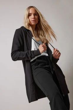 Long Tall Sally Black Cotton Longline Hoodie