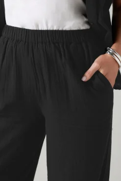 Long Tall Sally Black Cotton Cheescloth Wide Leg Trousers