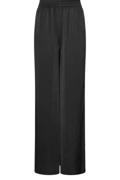 Long Tall Sally Black Matt Satin Wide Leg Trousers