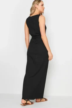 Long Tall Sally Black Ribbed Button Through Maxi Dress