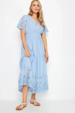 Long Tall Sally Blue Broderie Hem Maxi Dress
