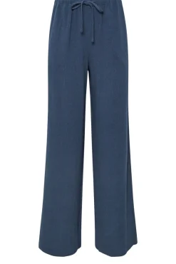 Long Tall Sally Navy Blue Linen Tie Waist Trousers