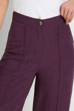 Long Tall Sally Purple Linen Pleated Wide Leg Trousers