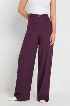 Long Tall Sally Purple Linen Pleated Wide Leg Trousers