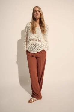 Long Tall Sally Rust Orange Linen Tie Waist Trousers