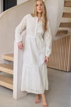 Long Tall Sally White Broderie Anglaise Maxi Shirt Dress