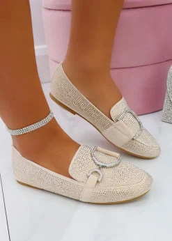 Love Lemonade Beige Crystal Imperial Suede Loafers
