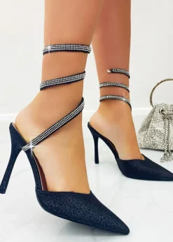 Love Lemonade Black Glitter Wrap Heels
