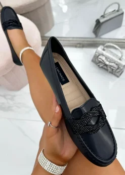 Love Lemonade Black Sparkly Infinity Loafers