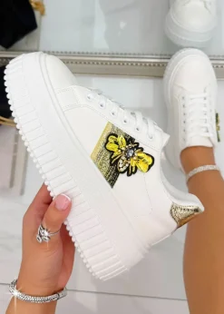 Love Lemonade Crystal Chunky Platform Bee Trainers Gold