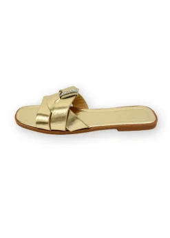 Love Lemonade Gold Sparkly Crystal Wrap Flat Sliders