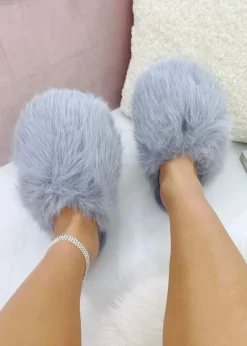 Love Lemonade Grey Ultimate Cosy Fluffy Slippers
