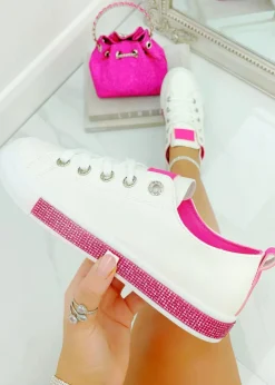 Love Lemonade Hot Pink Crystal Deluxe Trim Trainers