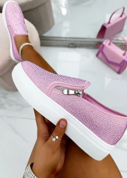 Love Lemonade Pink Crystal Deluxe Zip Pumps Limited Edition Trainers