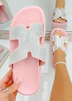 Love Lemonade Pink Crystal Embellished Horizon Sliders