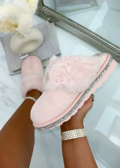 Love Lemonade Pink Sparkly Deluxe Snugg Slippers