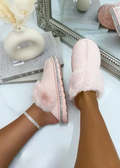 Love Lemonade Pink Sparkly Deluxe Snugg Slippers