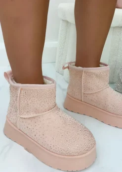 Love Lemonade Pink Sparkly Rhinestone Snugg Mini Boots