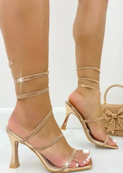 Love Lemonade Rose Gold Crystal Strap Statement Heels