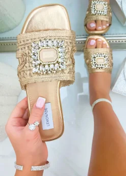 Love Lemonade Rose Gold Crystal Bloom Sliders