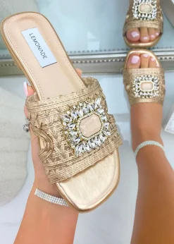 Love Lemonade Rose Gold Crystal Bloom Sliders