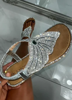 Love Lemonade Silver Crystal Couture Butterfly Sandals
