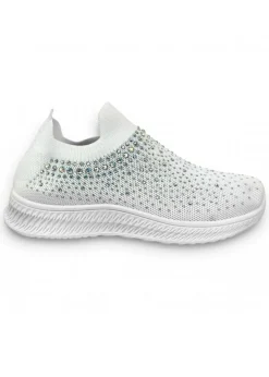 Love Lemonade White Crystal Rainbow Drop Stretch Sock Trainers