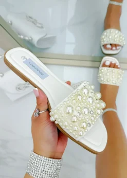 Love Lemonade White Sparkly Pearl Luxe Sliders