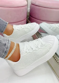 Love Lemonade White Sparkly Crystal Eternal Trainers