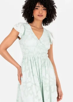 Lovedrobe Light Green Floral Faux Wrap Maxi Dress