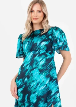 Lovedrobe Multi Marble Effect Short Sleeve Midi Dress