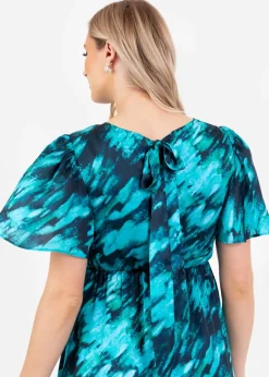 Lovedrobe Multi Marble Effect Short Sleeve Midi Dress