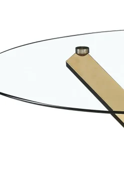 LPD Furniture Capri Dining Table Glass Top With Gold Legs (758x1200x1200mm)